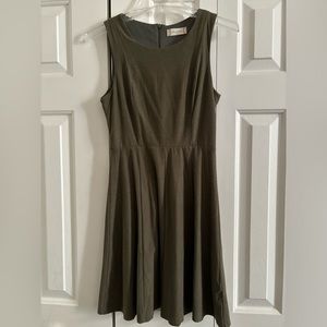 Olive Green Sleeveless Dress with Zipper Back